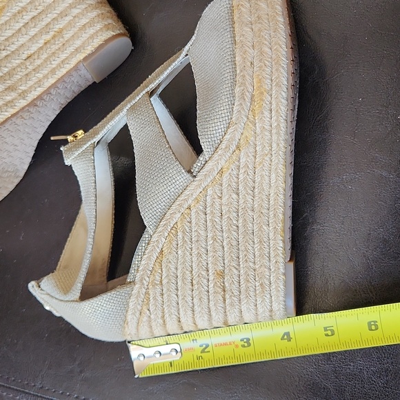 Michael Kors MK Espadrille/Linen Platform Wedge Zip Sandals - Picture 14 of 15